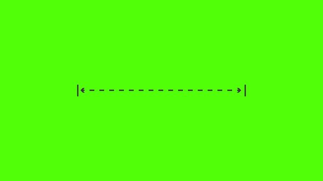 Animated measurement line with arrows and dashed line indicating distance, length, or dimension on green screen background