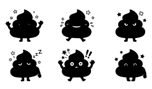 Cute Poop Characters &ndash; Funny Hand Drawn Emoji Vector Collection