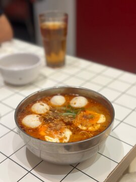 Spicy Noodle Soup With Fish Balls