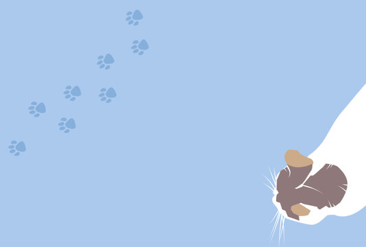猫と足跡のイラスト