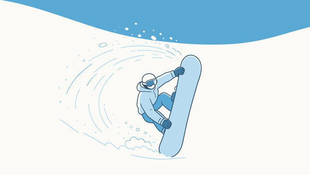 Dynamic Vector Illustration of a Snowboarder in Mid-Action Carving Down a Slope