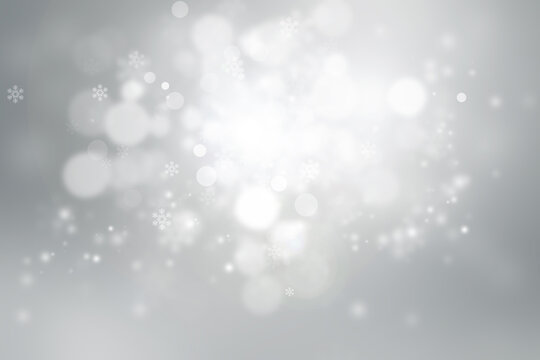 white snow blur abstract background. Bokeh Christmas blurred beautiful shiny Christmas lights.
