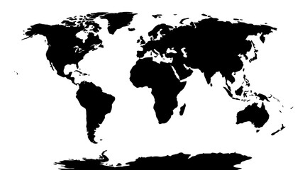 Global map silhouette continent outline continents world geography © nugra