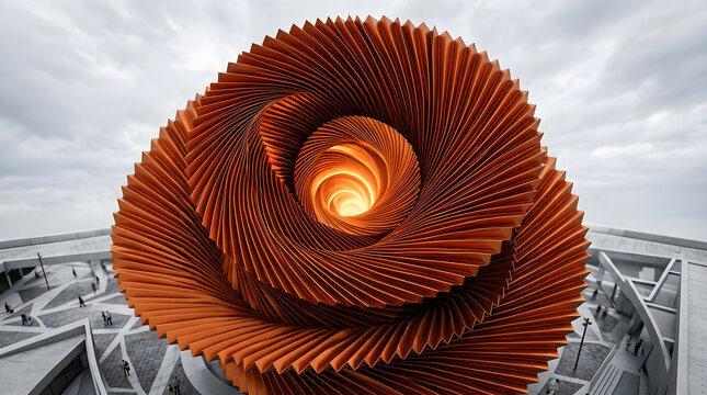 3D render of a cobalt blue-to-ivory white gradient spring coil twisting outward like a slinky, aerial view, under a soft gradient sky, with soft backlit silhouette glow, elegant symmetry