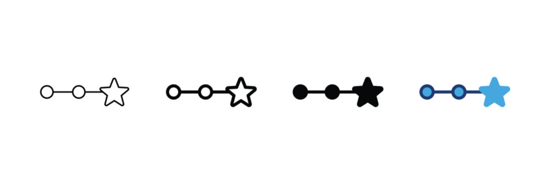Attribution model vector icon set. Editable stroke, outline, glyph and two tone, vector illustration