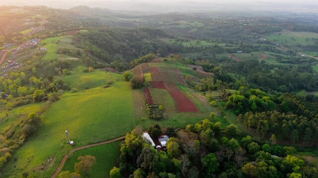 Aerial Establishing of Mixed Agricultural Fields and Rural Farmland in Nueva Alborada Paraguay