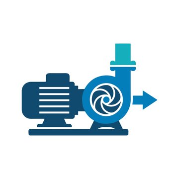 Centrifugal water pump icon vector illustration for industrial engineering and plumbing equipment design