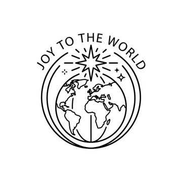Global celebration logo with joyful sparkles and world map design.