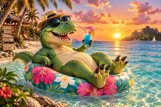 Relaxing trex on tropical beach