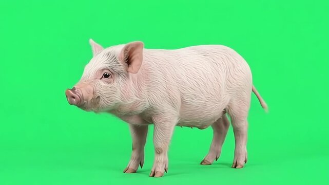 Mini pigs on green screen background.
