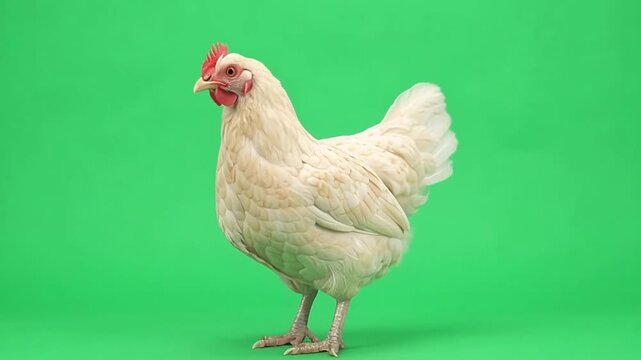 Ornamental chickens on green screen background.