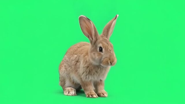 Rabbit on green screen background.