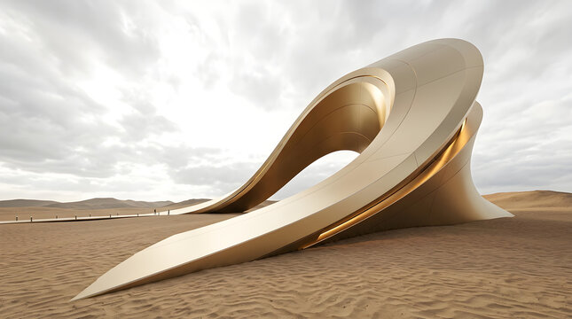 3D render of a slate grey-to-rose pink gradient spring coil twisting outward like a slinky, eye-level perspective, under a pale dawn sky, with warm golden highlights, polished studio finish