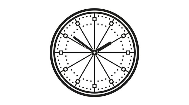 Black and white clock face icon graphic