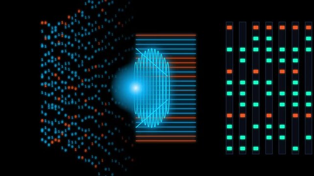 Quantum data tunnel and server telemetry animation