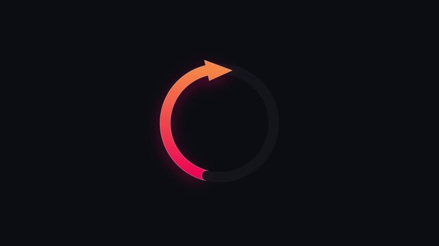 Animated Loading Circle with a Glowing Gradient Arrow Indicating Reload or Continuous Progress on a Dark Background