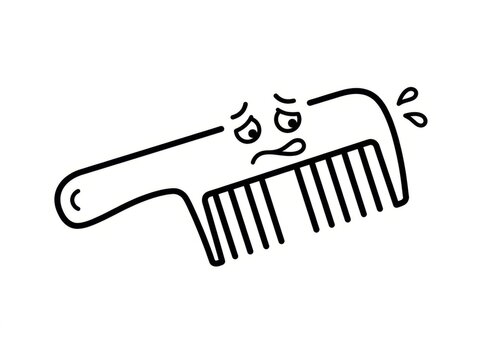 Line drawing of a cartoon comb with surprised face bubbles.