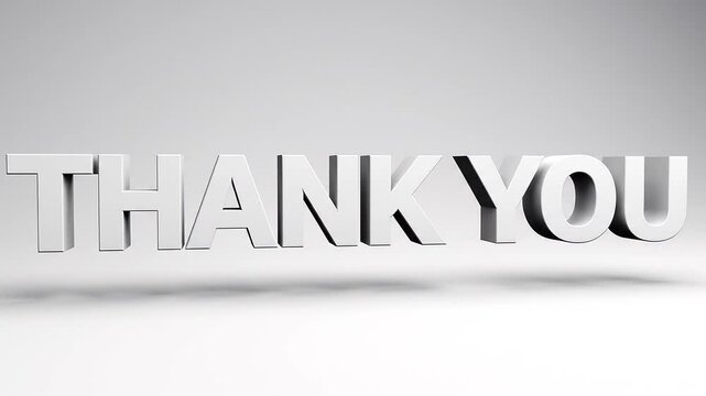 3D Thank You text animation zoom in outro