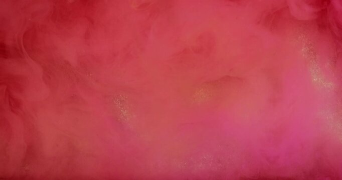 Vapor splash. Red ink texture. Defocused pink orange color cloud shimmering water pigment spreading on abstract acrylic background.