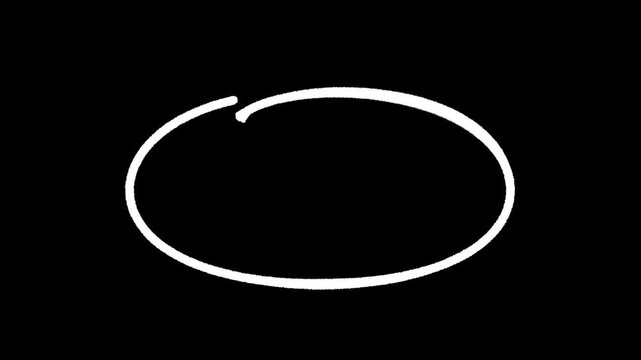 Hand drawn white circle animation on black background for highlighting important content and adding emphasis.