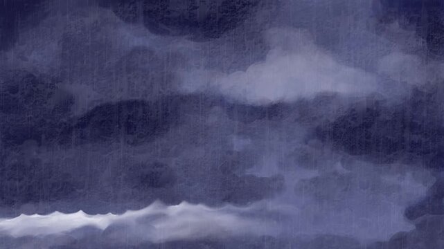 大雨・台風・ゲリラ豪雨をイメージさせる雷空のアニメーション背景素材