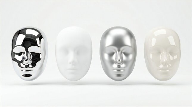3d metallic and matte human face masks