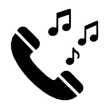 Telephone handset and musical notes solid icon set containing icons for Telephone Ringtone Music Audio Call Melody and Sound for telecommunications media apps and customer service