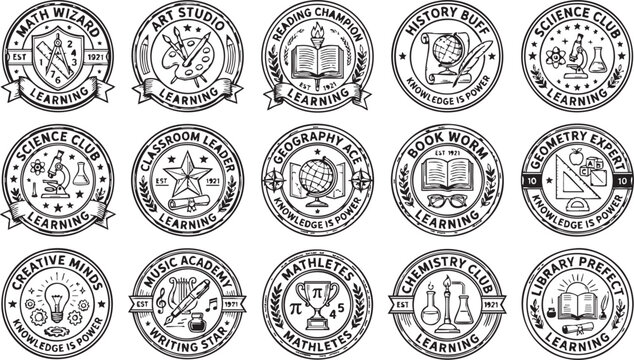 Vintage School Education Badge and Emblem Collection