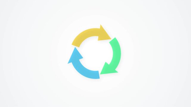 Looping Animation of Colorful Arrows Forming a Cycle Symbol Ideal for Representing Refresh Recycling or a Continuous Process in Digital Designs