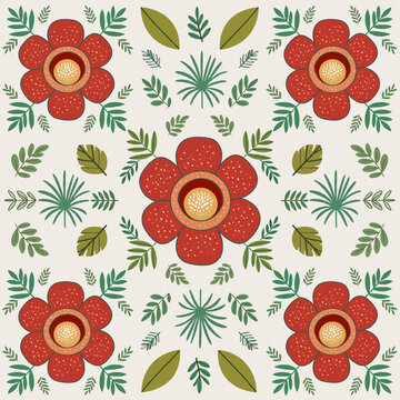 Rafflesia Flower Seamless Pattern