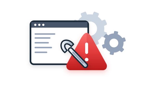 Abstract illustration of a website maintenance and error warning concept.