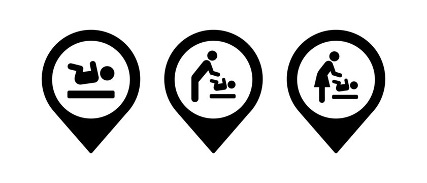 Baby Changing Station Map Pin Vector Icon. Nursery Room Location Marker Sign
