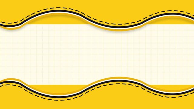 Abstract yellow background with wavy stitched borders and a central grid paper texture.