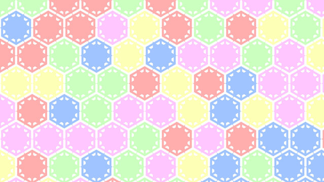 Colorful pastel geometric hexagonal pattern for creative background design