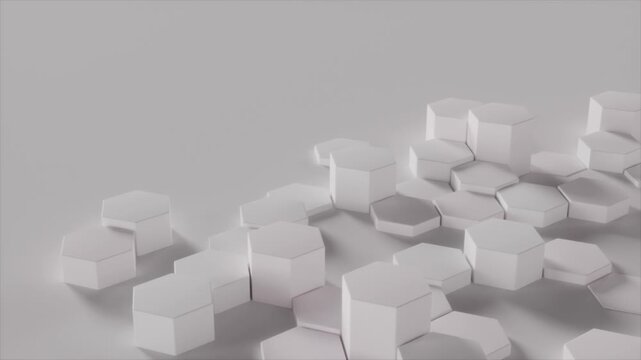 White Floating Hexagon Abstract Background
