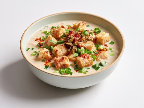 Taiwanese breakfast with xian dou jiang,savory hot soy milk soup