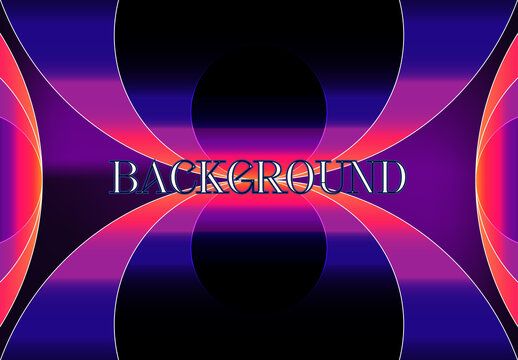 Abstract Purple Neon Gradient Background with Curved Geometric Lines