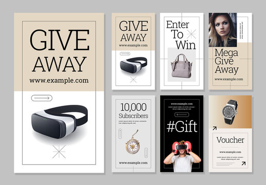 Giveaway Social Media Story Template Set
