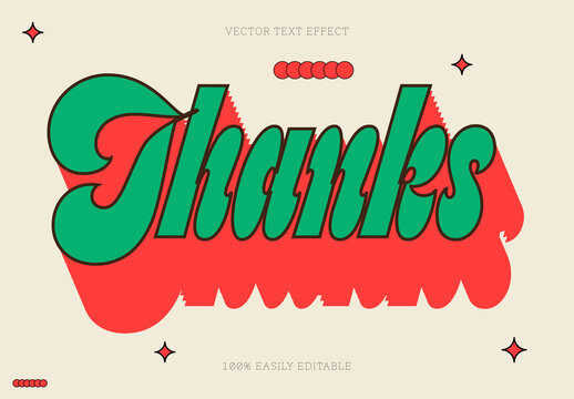 Holiday Text Effect with Green Lettering and Red Shadow