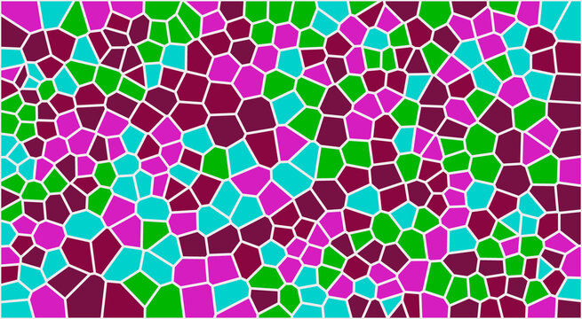 Colorful abstract voronoi geometric pattern with vibrant cells