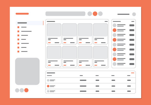 Modern Web Dashboard Interface Template with Cards and Data Tables