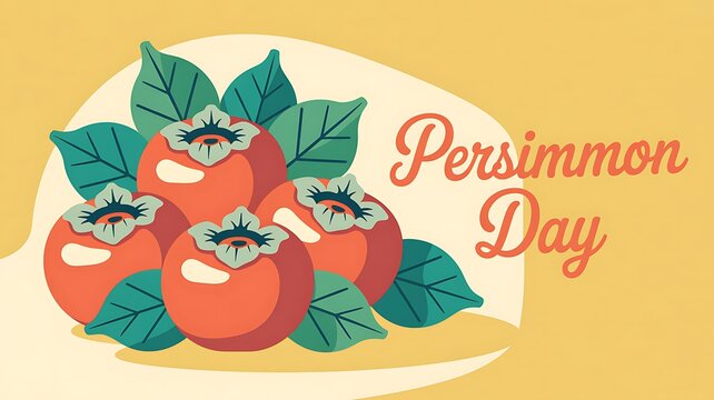 Persimmon day celebration poster with fresh fruit illustration