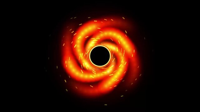Glowing orange fire vortex spirals spinning on black background