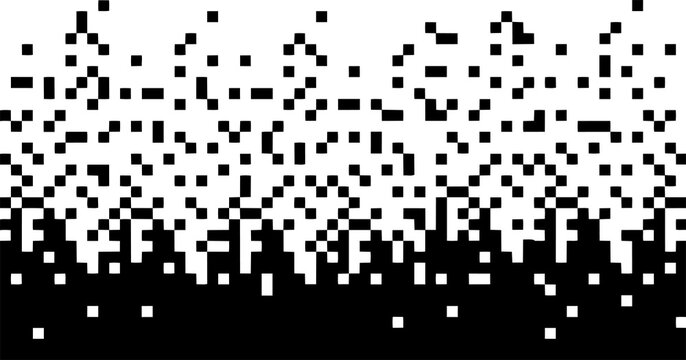 Black and white pixelated halftone gradient texture background with pixel textur