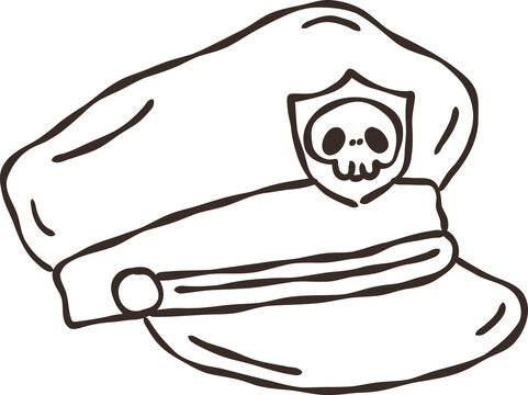 Retro Halloween Ghost Mail Postman Hat Skull. Creative Cartoon Doodle Outline Hand Draw