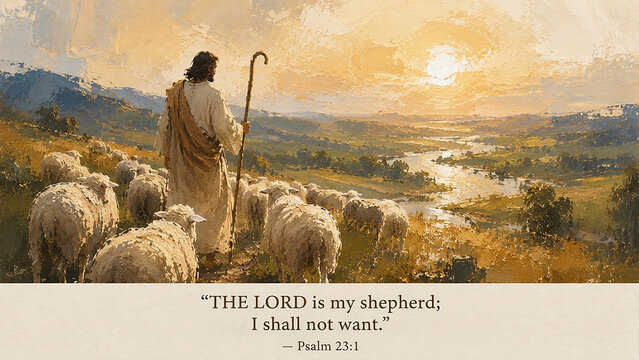 The LORD is My Shepherd Psalm 23:1 Christian Art Painting