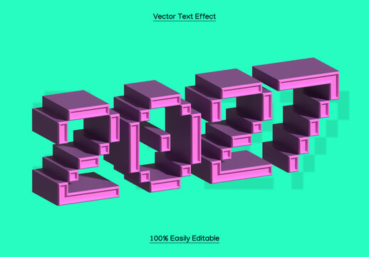 2027 Bold 3D Size Text Effect with Colorful