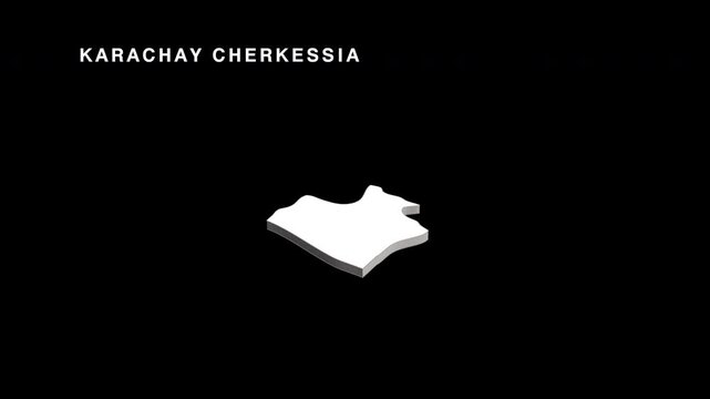 Karachay cherkessia republic map animating on black background