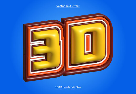 3D Bold Typography Text Effect with Glossy Yellow and Orange Design