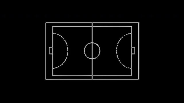 Animated handball court scheme on black background